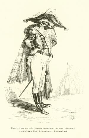 Il n'avait que ses belles couleurs pour toute, fortune, et comptait vivre dans le luxe, l'abondance et les honneurs (engraving)