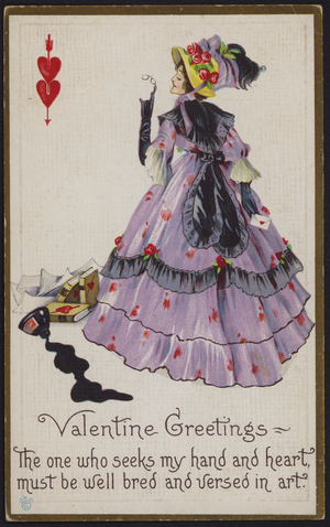 Valentine card, with hearts (colour litho)