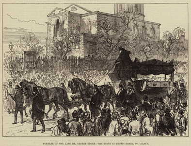 Funeral of the Late Mr George Odger, the Scene in Broad-Street, St Giles's (engraving)