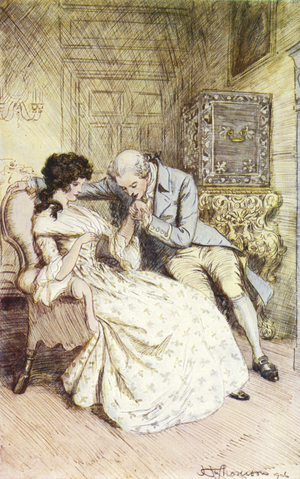Illustration for Mr Gilfil's Love Story by George Eliot (colour litho)