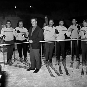 Skier Jean Vuarnet Opening A Piste in Paris November 26, 1960 (b/w photo)