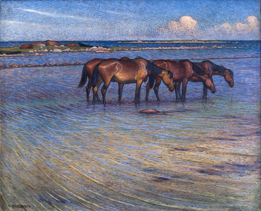 Horses Cooling Themselves in Water, 1902 (oil & ink on canvas)