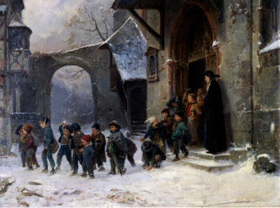 Children Leaving School (oil on canvas)