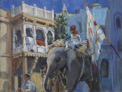 Elephant in Jodhpur, 2013 (oil on board)
