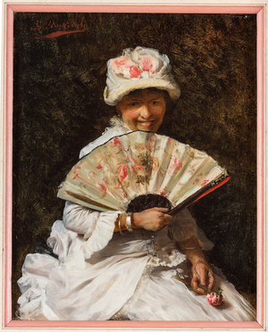 Lady with fan (oil on canvas)