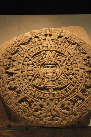 Mexico, Mexico City, Stone of the Sun from Templo Mayor