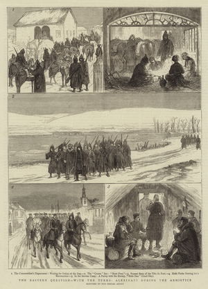 The Eastern Question, with the Turks, Alexinatz during the Armistice (engraving)