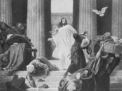 The traders in the temple (litho)