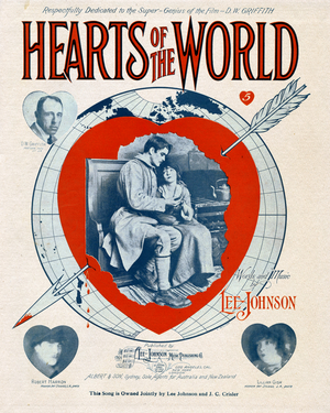 CINEMA Cover of the score “Hearts of the World”, music by Lee Johnson for the silent film of the same name