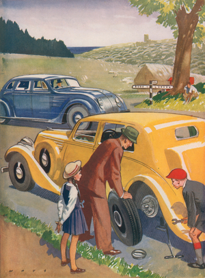 A Puncture! (colour litho)