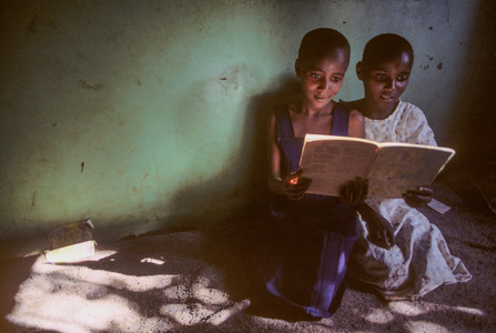 AIDS Orphan Children Doing Their Homework in Masaka, Uganda, 1994 (photo)