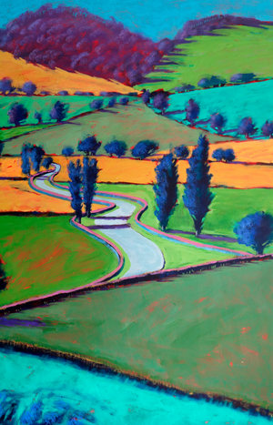 Towards Ledbury, 2024 (acrylic on board)