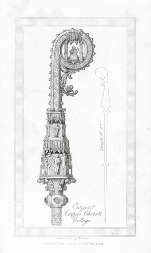 Oxford: Crozier Corpus Christi College (engraving)