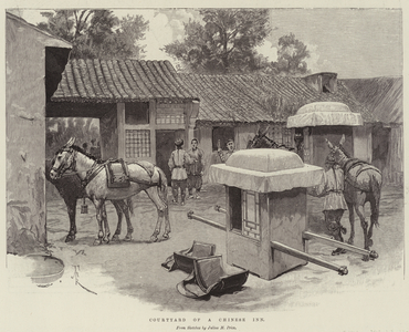 Courtyard of a Chinese Inn (engraving)
