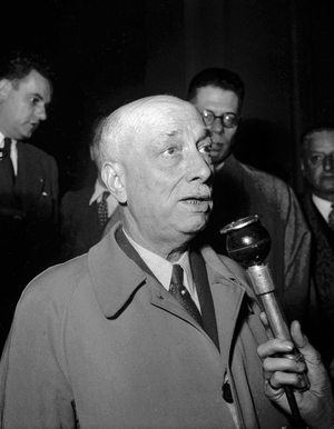French ministerial crisis on October 9, 1949 at the Elysee, in Paris : French politician Francois Delcos on October 24, 1949 (b/w photo)
