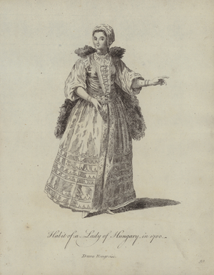 Habit of a Lady of Hungary in 1700 (engraving)