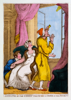 Looking at the Comet till you get a Criek in the Neck, 1811 (hand-coloured engraving)