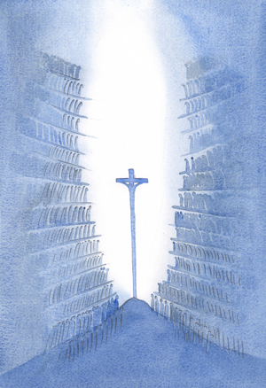 Through the Mass, every generation of God's people is present to the one Sacrifice to Christ as it is represented on the altar., 2001 (w/c on paper)