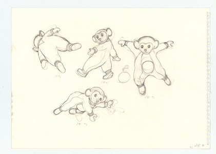 Tubbie 4 poses, 1995 (pencil)