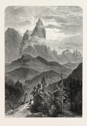 Cimon Della Pala, Cimone, Dolomites, Italy, 19th Century Engraving