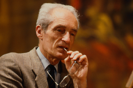 Gustav Leonhardt - portrait of the Dutch pianist, organist and conductor  in Paris, France, in 1990. b. 30 May 1928.