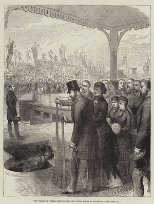 The Prince of Wales opening the New North Docks at Liverpool (engraving)