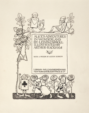Title Page, from Alice's Adventures in Wonderland, by Lewis Carroll, pub.1907 (litho)