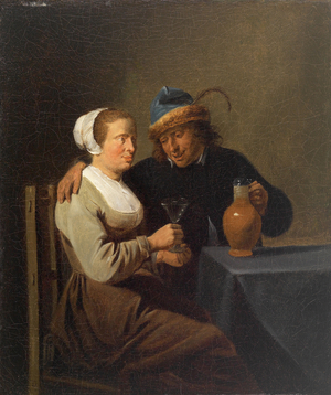 Flemish Interior (oil on canvas)
