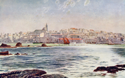 View of Jaffa, Palestine from the sea, c. 1910, from  A Book of Modern Palestine by Richard Penlake pub. c.1910