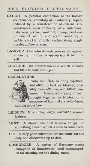 Foolish Dictionary: Legislature (litho)