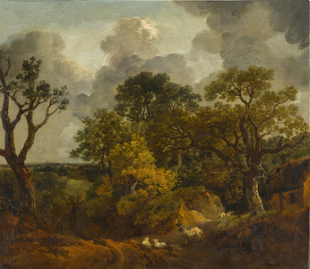 A wooded landscape in Suffolk (oil on canvas)
