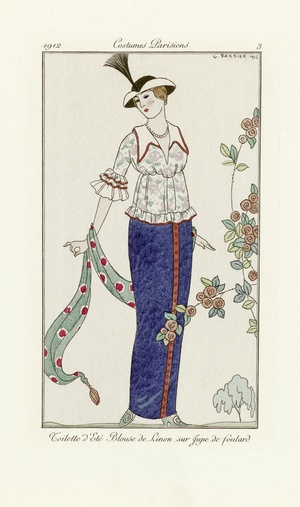 Design for a Summer Dress, from Costumes Parisiens, pub.1912 (pochoir print)