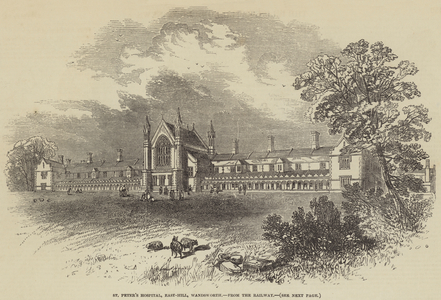 St Peter's Hospital, East-Hill, Wandsworth, from the Railway (engraving)