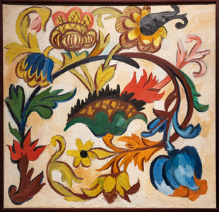 Tryptych of the Mother of God. Flowers, Mother of God, Flowers, detail with flowers, 1911 (oil on canvas)