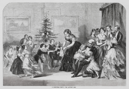 A Christmas party - the lottery bag (engraving)