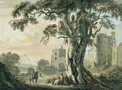An Old Castle, with Horseman, c.1798-1809 (w/c with pen & ink on paper)