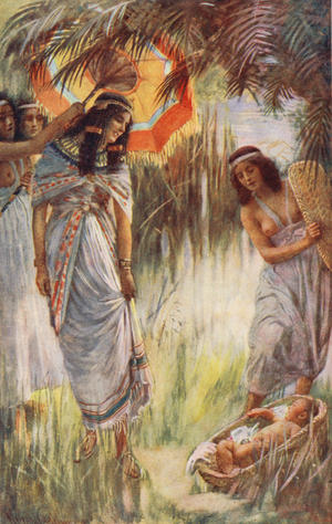 Old Testament: The Finding of Moses (colour litho)