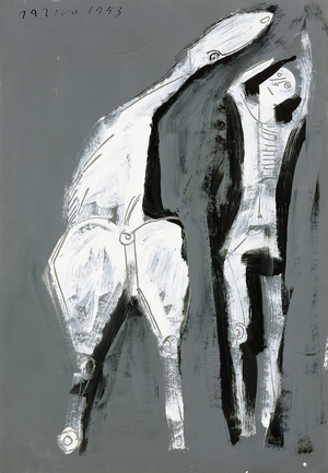 Man and Horse, 1953 (tempera, pen and India ink on paper)