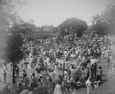 Religious festival procession in Calcutta, c.1890 (b/w photo)