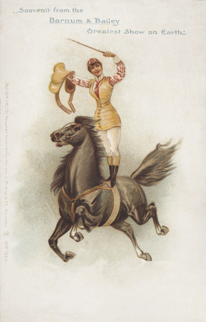 Woman horse rider of Barnum and Bailey's Circus (chromolitho)