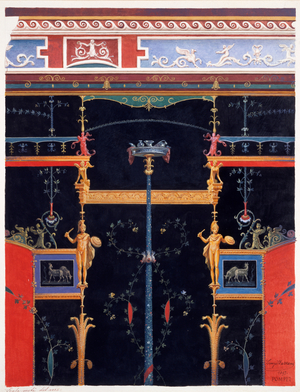 Wall decorations from the House of Aulus Vettius, Pompeii, c.36-39 AD (w/c on paper)