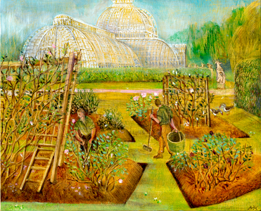 Gardeners, Kew, 2002 (oil on board)