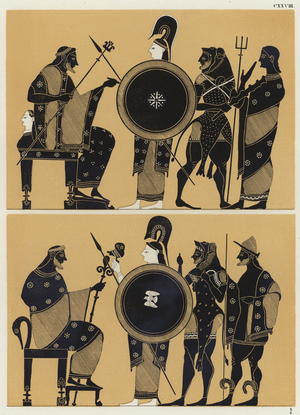 Hercules in the under and over worlds (colour litho)
