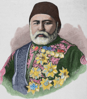 Hussein Awni pasha (1819 1876). Was a Turkish general and statesman. Engraving. Colored.