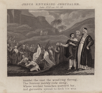 Jesus entering Jerusalem, Luke XIX, ver 35, 38 (engraving)