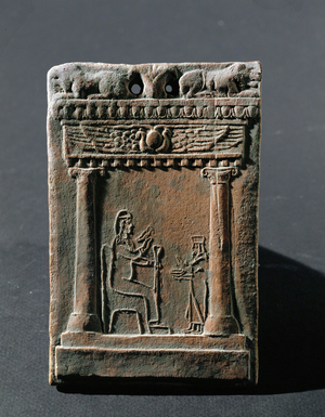 Naos depicting scene of worship Terracotta plaque, moulded, hand-worked Origin uncertain 13 …