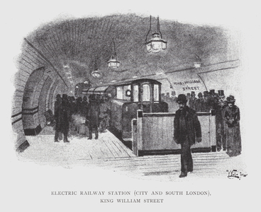 Electric Railway Station, City and South London, King William Street (litho)