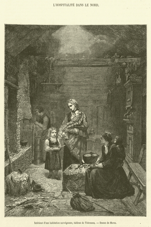Interieur d'une habitation norvegienne (engraving)