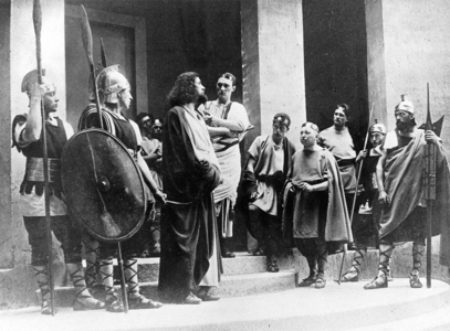 Passion play in Oberammergau (1930). (b/w photo)