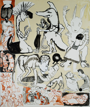 Aida, 1983 (Acrylic on paper mounted  on canvas)